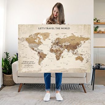 Let's Travel I Push Pin World Map