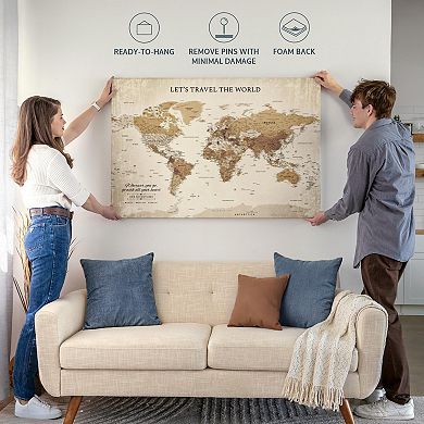 Let's Travel I Push Pin World Map