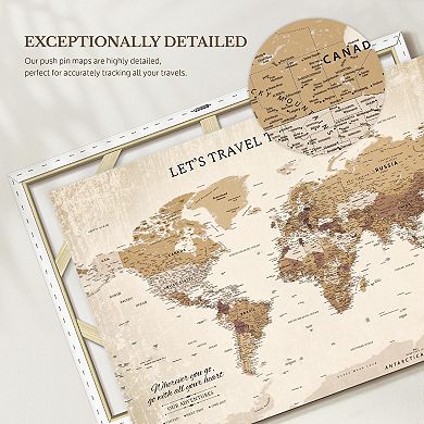 Let's Travel I Push Pin World Map