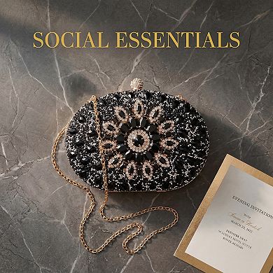 Rhinestone Evening Bag for Women Crystal Clutch Purses Sparkly Handbag with Chain