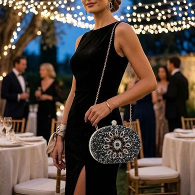 Rhinestone Evening Bag for Women Crystal Clutch Purses Sparkly Handbag with Chain