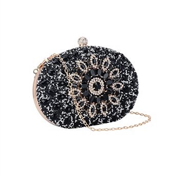 Rhinestone Evening Bag for Women Crystal Clutch Purses Sparkly Handbag with Chain