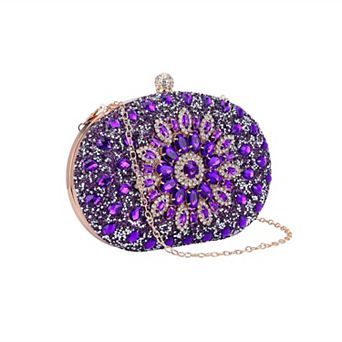 Rhinestone Evening Bag for Women Crystal Clutch Purses Sparkly Handbag with Chain