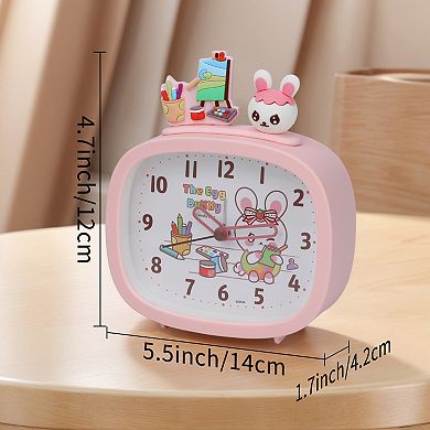 Cute Alarm Clock, Decorative 3D Animal Figurines, Cartoon Patterns, Silent Non-Tick 5.5"x1.7"x4.7"