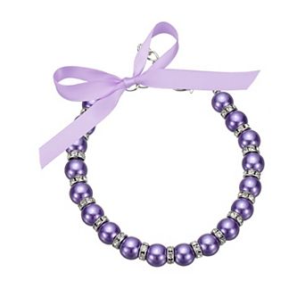 Cats Collar Pearl Necklace, Dog Pearl Necklace Collar with Ribbon Bow 1 pc