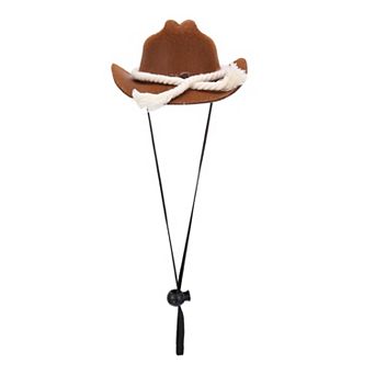 Dog Cowboy Cosplay Cap Cotton Rope Decor Intended for Dogs 1 pc