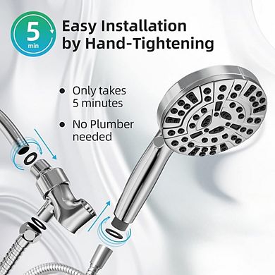 Great Ambitions High Pressure Shower Head with Handheld - 10 Functions,Pause Mode,6ft Hose & Bracket