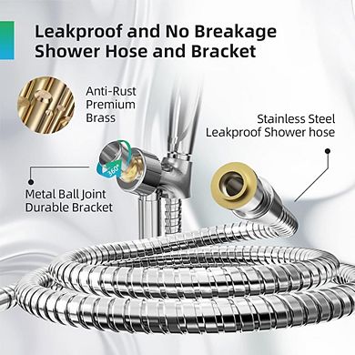 Great Ambitions High Pressure Shower Head with Handheld - 10 Functions,Pause Mode,6ft Hose & Bracket