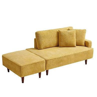 72.1" Upholstered Chaise Lounge and Stool