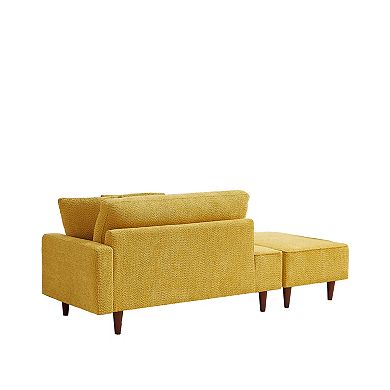 72.1" Upholstered Chaise Lounge and Stool