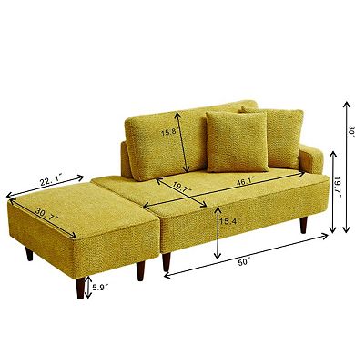 72.1" Upholstered Chaise Lounge and Stool