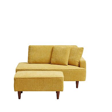 72.1" Upholstered Chaise Lounge and Stool