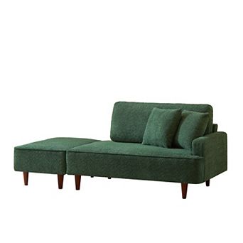 72.1" Upholstered Chaise Lounge and Stool