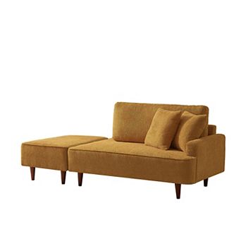 72.1" Upholstered Chaise Lounge and Stool