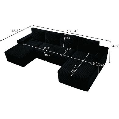 Compressible U-Shaped Sectional Sofa Set,Minimalist Style Modular Sectional Sofa