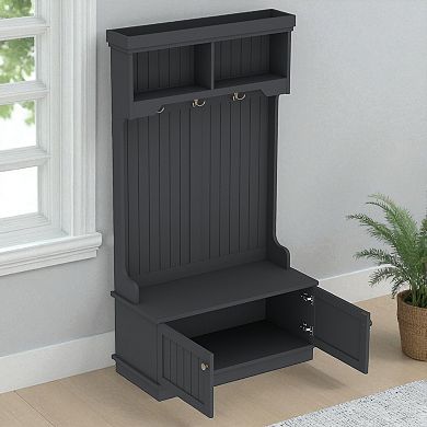 Lufeiya 4-in-1 Hall Tree with Storage Bench and Coat Hooks, Entryway Organizer with Shoe Cabinet