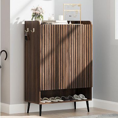 Shoe Cabinet with 2 Doors and Adjustable Shelves 6-Tier Modern Entryway Shoe Organizer