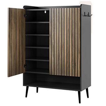 Shoe Cabinet with 2 Doors and Adjustable Shelves 6 tier Modern Entryway Shoe Organizer