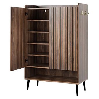 Shoe Cabinet with 2 Doors and Adjustable Shelves 6 tier Modern Entryway Shoe Organizer