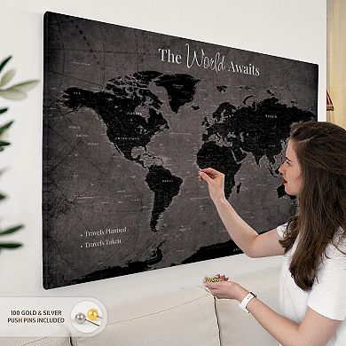 World Awaits III Push Pin World Map