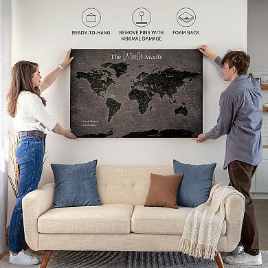 World Awaits III Push Pin World Map