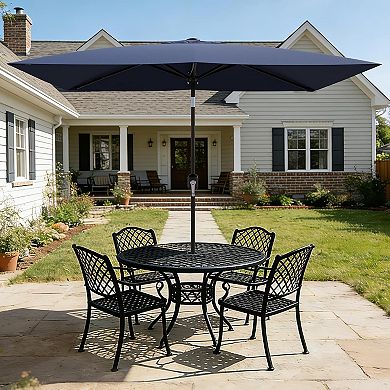 6.5 x 10 FT Rectangular Patio Umbrella, Outdoor Table Umbrella with Crank and Push Button Tilt