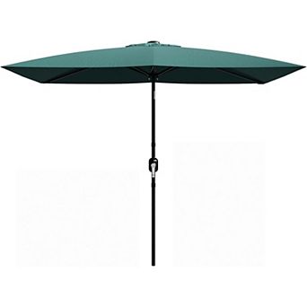 6.5 x 10 FT Rectangular Patio Umbrella, Outdoor Table Umbrella with Crank and Push Button Tilt