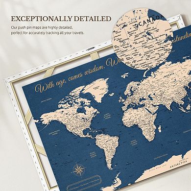 Travel Wisdom II Push Pin World Map