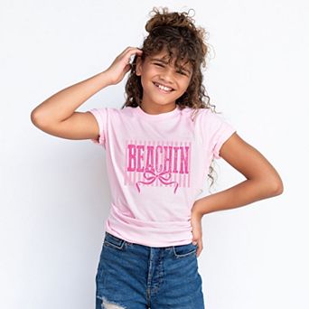 Beachin Coquette Stripes - Youth Short Sleeve Graphic T-Shirt