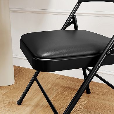 2 Pack Folding Chairs,Sturdy Metal Foldable Chairs, Folding Chairs with Padded Cushion and Back