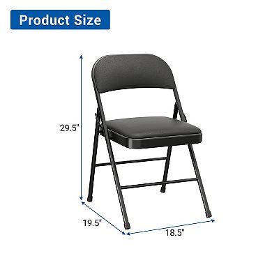 2 Pack Folding Chairs,Sturdy Metal Foldable Chairs, Folding Chairs with Padded Cushion and Back
