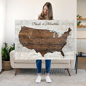 Travels And Adventures I Push Pin USA Map
