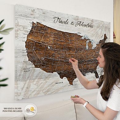 Travels And Adventures I Push Pin USA Map