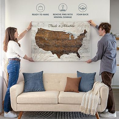 Travels And Adventures I Push Pin USA Map