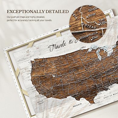 Travels And Adventures I Push Pin USA Map