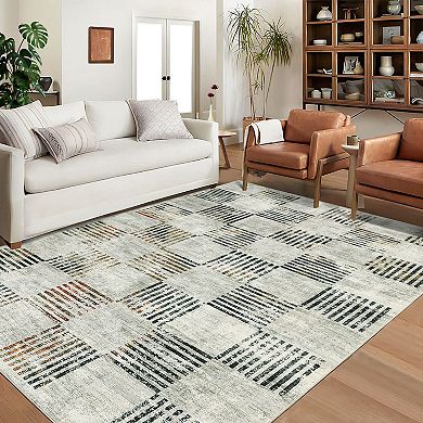 Modern Area Rug Machine Washable Non Shedding Pet Friendly Stain Resistant Carpet for Dining Room