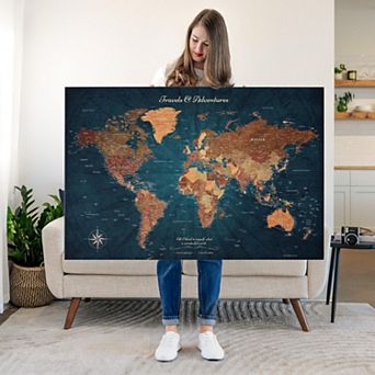 Travels And Adventures Push Pin World Map II
