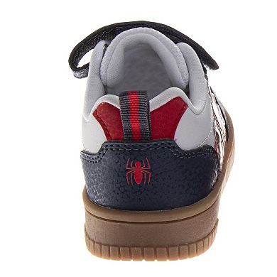 Marvel Spiderman Court Sneakers Boys Durable Rubber Sole Athletic Support Hook and Loop Active Play
