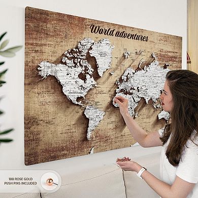 Adventures II Push Pin World Map