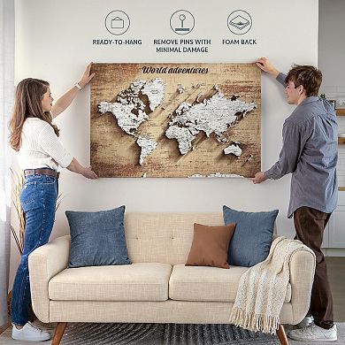Adventures II Push Pin World Map