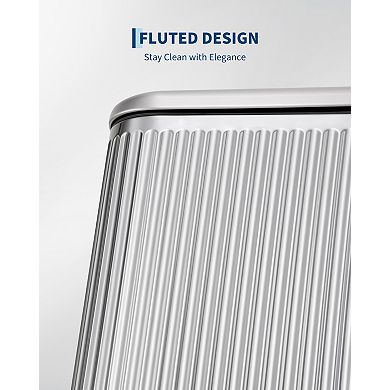 Garvee 3.2 gal Bathroom Trash Can with Fluted Design, Step Garbage Can with Soft-Close Lid