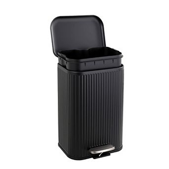 Garvee 3.2 gal Bathroom Trash Can with Fluted Design, Step Garbage Can with Soft-Close Lid