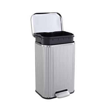 Garvee 3.2 gal Bathroom Trash Can with Fluted Design, Step Garbage Can with Soft-Close Lid