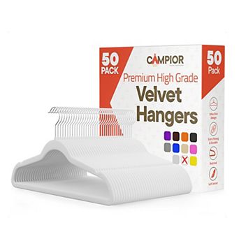 Campior Velvet Hangers, Non-Slip, 360° Swivel Hook, Space-Saving, Pack of 50