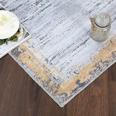 Distressed Area Rug Non Slip Vacuum Clean Ultra Thin Stain Resistant Carpet for Bedroom Kitchen