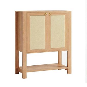 Farmhouse Rattan Shoe Cabinet with Doors 5 tier Narrow Entryway Shoe Storage Organizer