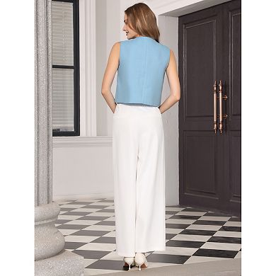 Women's Tweed Vest Sleeveless Button Down Business Casual Waistcoat