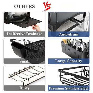 Large-capacity dish rack accessory, with utensil holder and drip tray