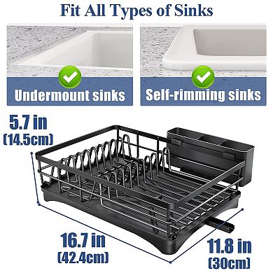 Large-capacity dish rack accessory, with utensil holder and drip tray
