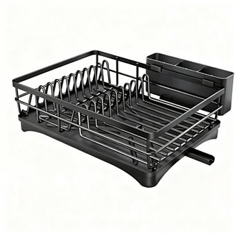Large-capacity dish rack accessory, with utensil holder and drip tray